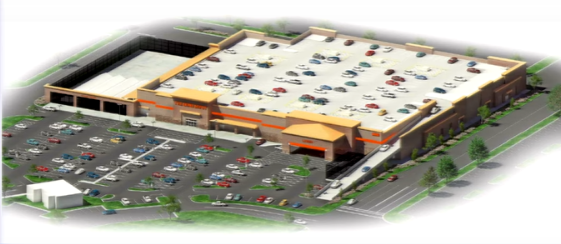 Home Depot with rooftop parking for 441 vehicles